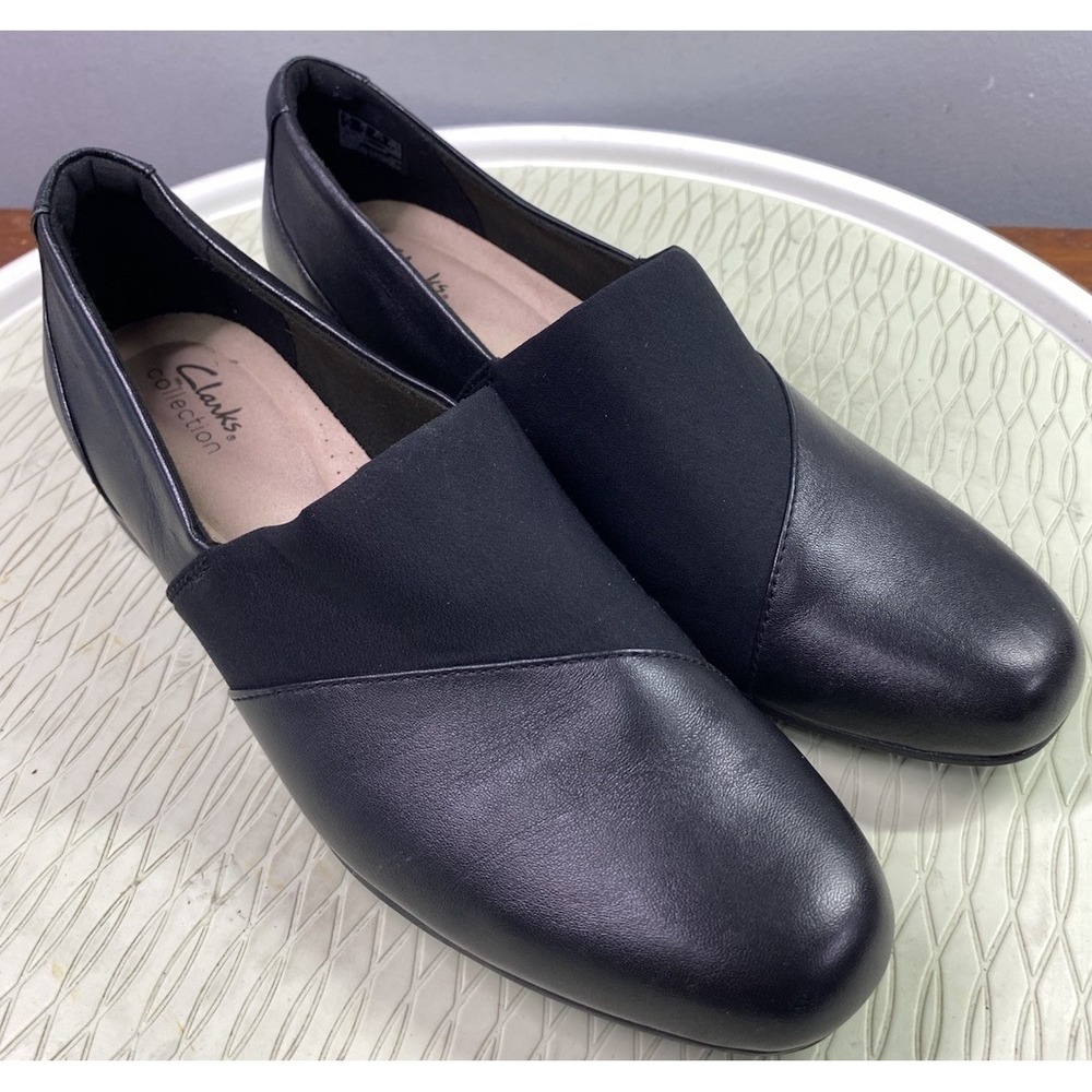 CLARKS Womens Juliet Gem Leather Black Driving Shoes Loafers Sz.10 M EUC